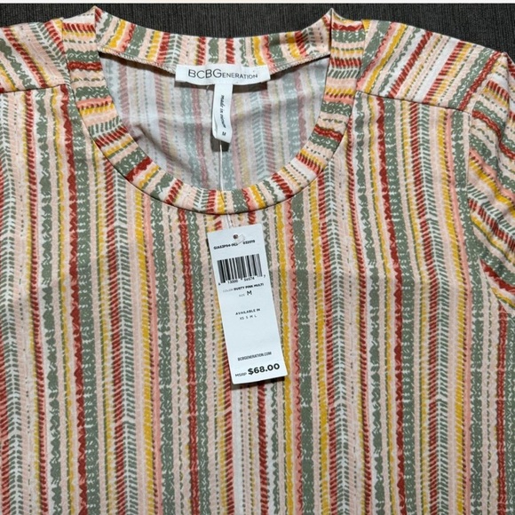 NWT BCBGeneration Women's Striped Multicolor Short Shift Dress Size M Pink - Picture 3 of 4